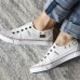 Women Plus Size Zipper Decoration Slip On Canvas Solid Color Casual Daily Flats