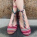 Beaded Red Chain Stripe Comfortable Bohemian Flat Loafers