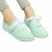 Womens Solid Color Canvas Lace Up Casual Flats Loafers
