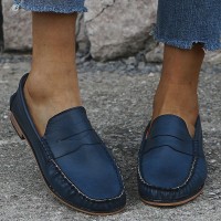 Women Large Size Comfy Soild Slip On Casual Flats Loafers