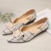 Women's Button-detailed Suede Pointy Toe Flats