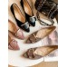 Women's Button-detailed Suede Pointy Toe Flats