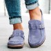 Women Casual Comfy Suede Large Size Round Toe Backless Flats
