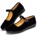 Womens Chinese Style Solid Color Cotton Sole Buckle Casual Flats