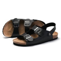 Men Buckle Straps Cork Sole Sandals with Comfort Arch Support Cork Foot-bed Sole