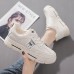 Women Casual Letter Tape Lace Up Comfy Chunky Sneakers