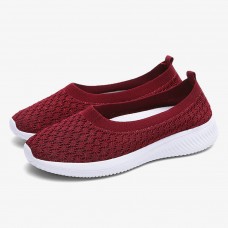 Women Casual Comfortable Knitted Lightweight Soft Sole Slip-on Sneakers