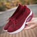 Women Brief Solid Fabric Breathable Soft Rocker Sole Cushioned Casual Sports Shoes