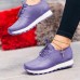 Large Size Women Lace-up Solid Color Casual Sneakers