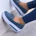Large Size Women Solid Color Casual Comfy Platform Sneakers