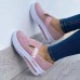 Large Size Women Letter Print Elastic Slip-On Comfy Breathable Mesh Comfy Platform Sneakers